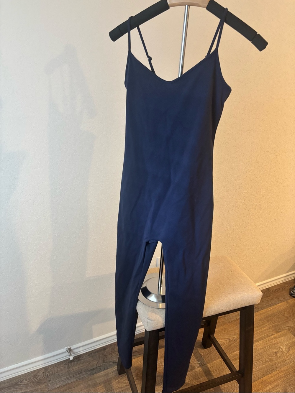 J.Crew Active Unitard Jumpsuit S Navy Nylon Stretch Spaghetti Strap Yoga Pilates